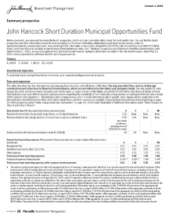 John Hancock Short Duration Municipal Opportunities Fund summary prospectus