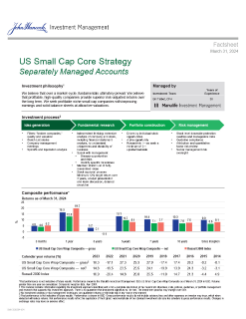 US Small Cap Core Strategy investment professional fact sheet