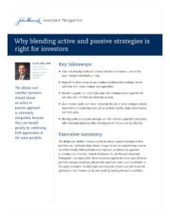 Why blending active and passive strategies is right for investors